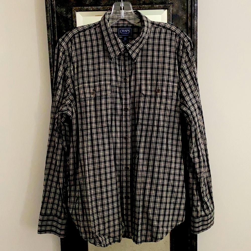 Chaps button down b/w plaid shirt